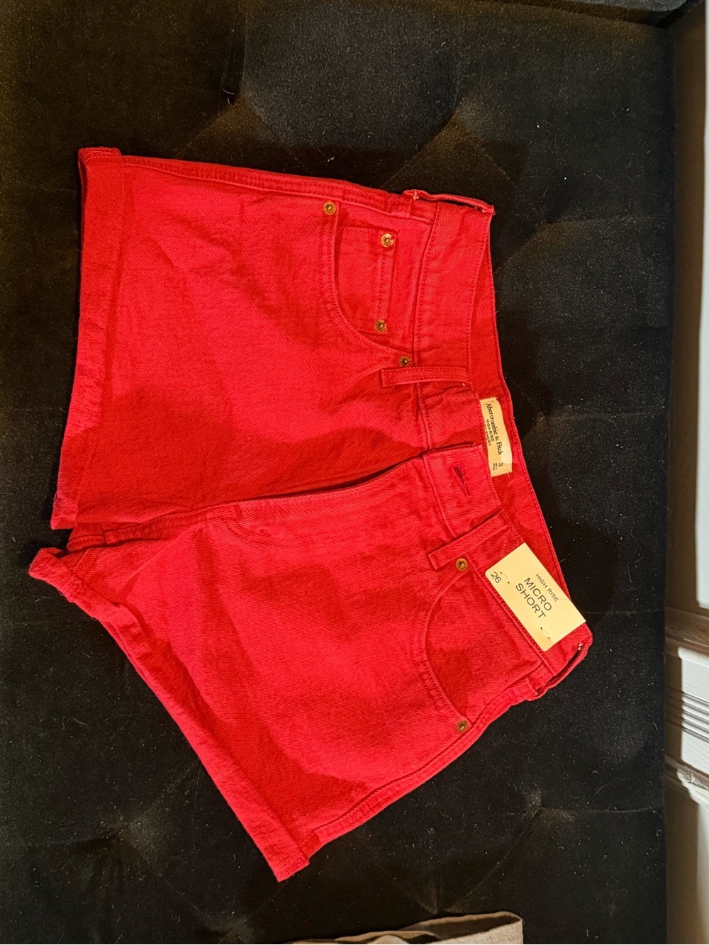 Red High Rise Denim Micro Short - Picture 2 of 2